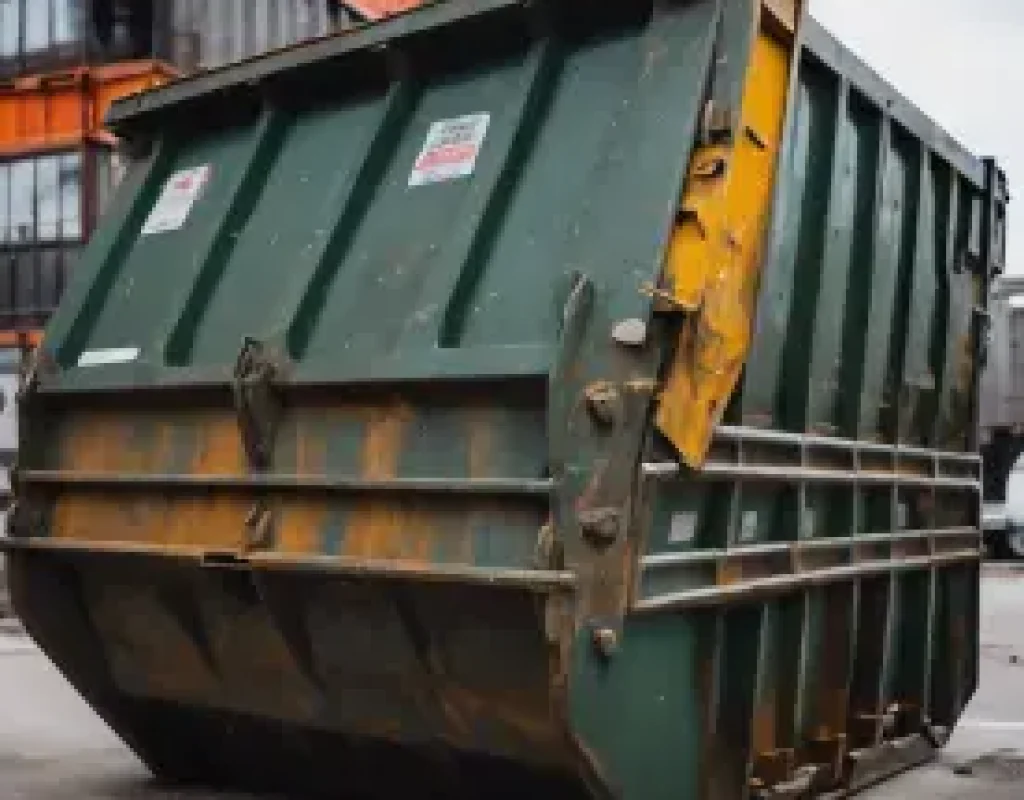 Dumpster rental service assisting construction crew with fast debris removal needs.